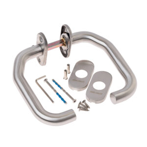 Set mânere din Inox model U "folded", cu rozete ovale, inox satinat, ASSA ABLOY AHW600FF00N