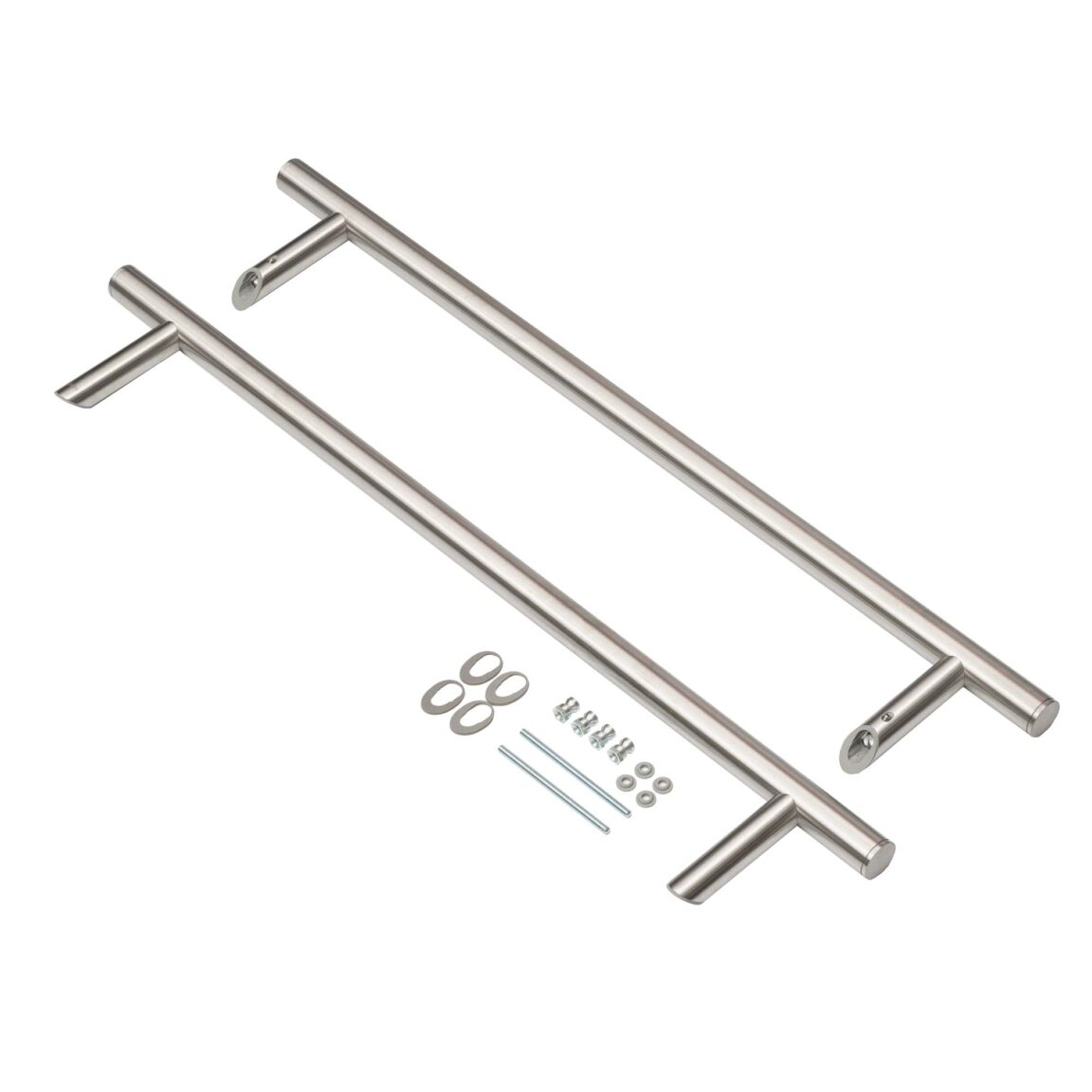Mâner aplicat tip bară, înclinat, interax 1000mm, L 1150mm, set 2 buc, inox satinat, accesorii incluse, Comunello N411D904XB010