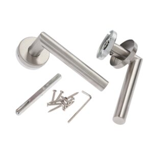 Set mânere ușă,manetă D 20 mm, mască bază rotundă, inox, Comunello Parigi RT