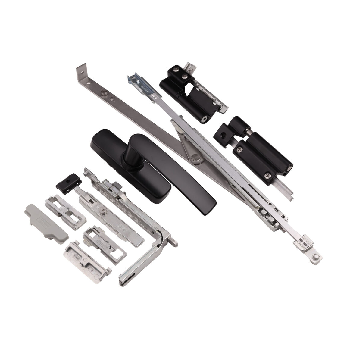 Kit fereastră dublă deschidere, braț scurt, 150 kg negru, Fapim 1336AF